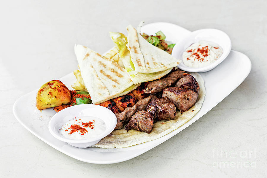 Middle Eastern Food Mixed Bbq Barbecue Grilled Meat Set Meal Photograph