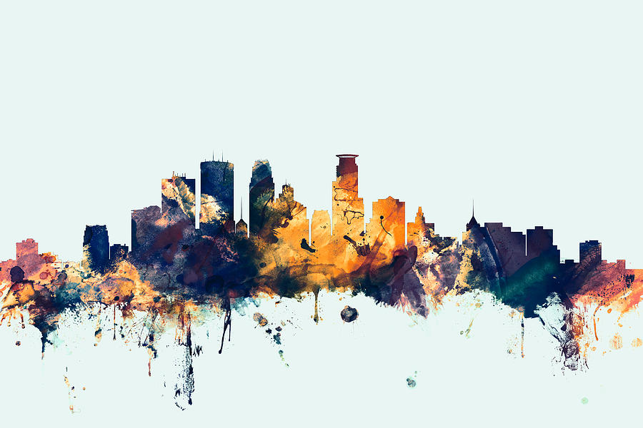 Minneapolis Minnesota Skyline #4 Digital Art by Michael Tompsett