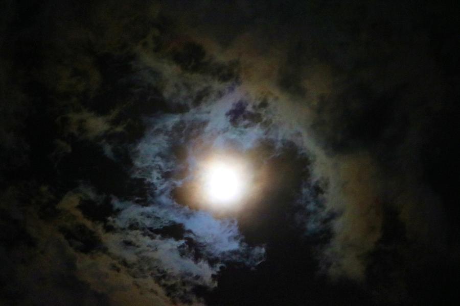 Moon Photograph - Moon in the Clouds #4 by Kathryn Meyer