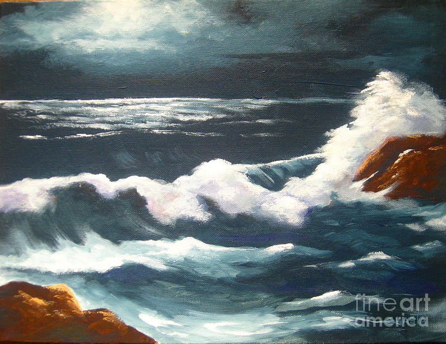 Nature Painting - Moonlight  Tide #4 by Shasta Eone