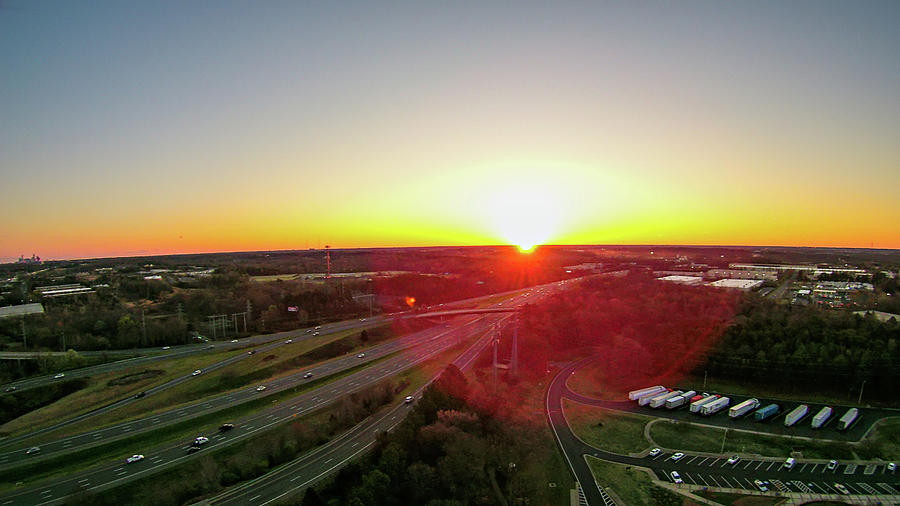 Morning Sunrise Over Highway Clover Leaf Road Interchange In Nor #4 Photograph by Alex Grichenko