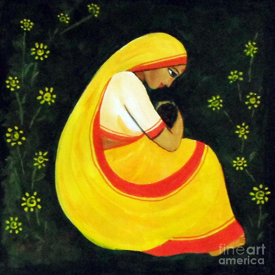 Mother and child #4 Painting by Asha Sudhaker Shenoy