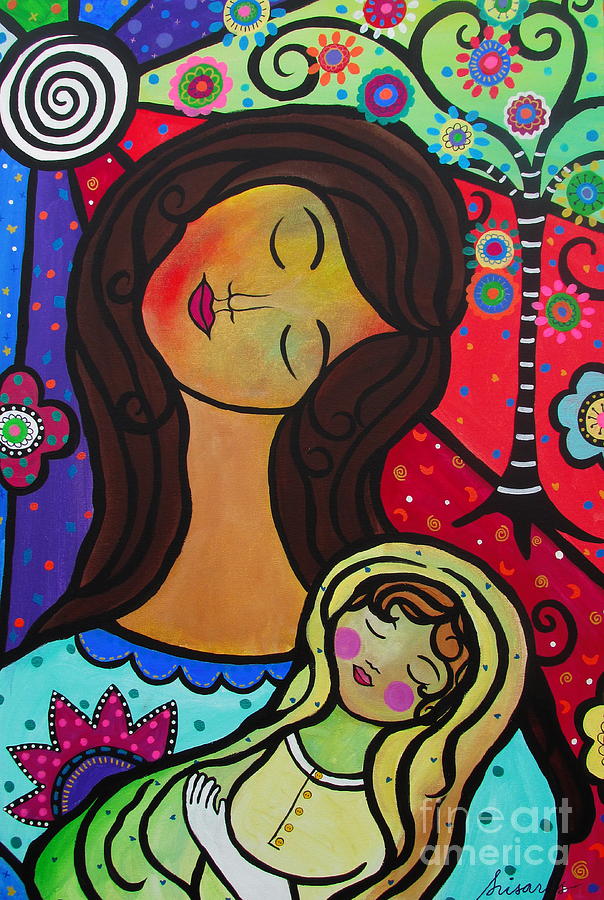 Mother And Child #5 Painting by Pristine Cartera Turkus