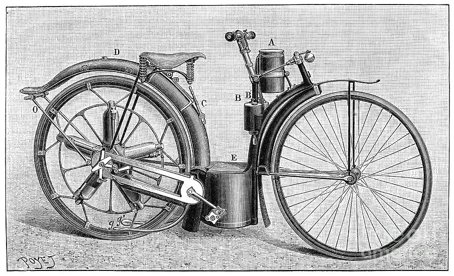 Motorcycle, 1895 #4 Photograph by Granger