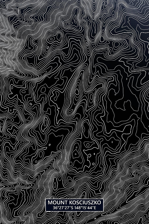 Mount Kosciuszko Colored Contour Map Of Mount Kosciuszko In Aust