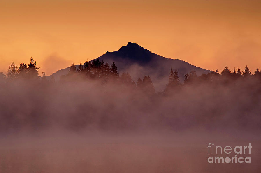 Mount Pilchuck Sunrise With Fog Photograph by Jim Corwin