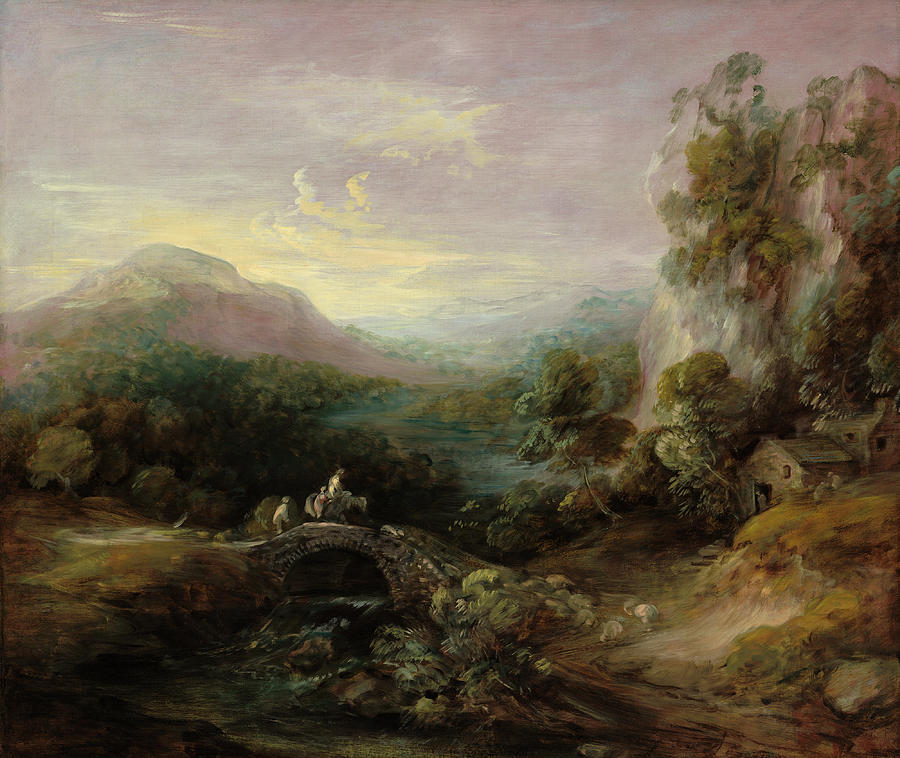 Mountain Landscape with Bridge #4 Painting by Thomas Gainsborough