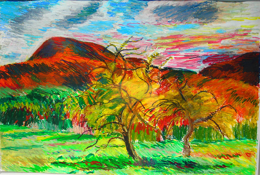 Mt. Norwottuck and Apple Trees Drawing by Lorna Ritz - Fine Art America