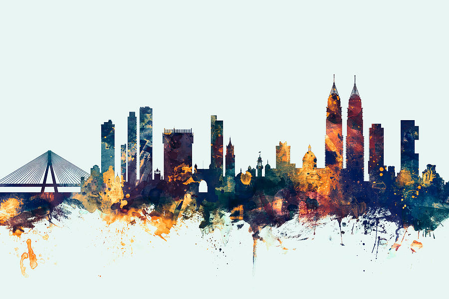 Mumbai Skyline India Bombay #4 Digital Art by Michael Tompsett