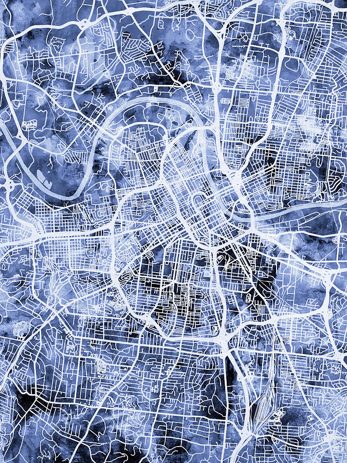 Nashville Digital Art - Nashville Tennessee City Map #4 by Michael Tompsett
