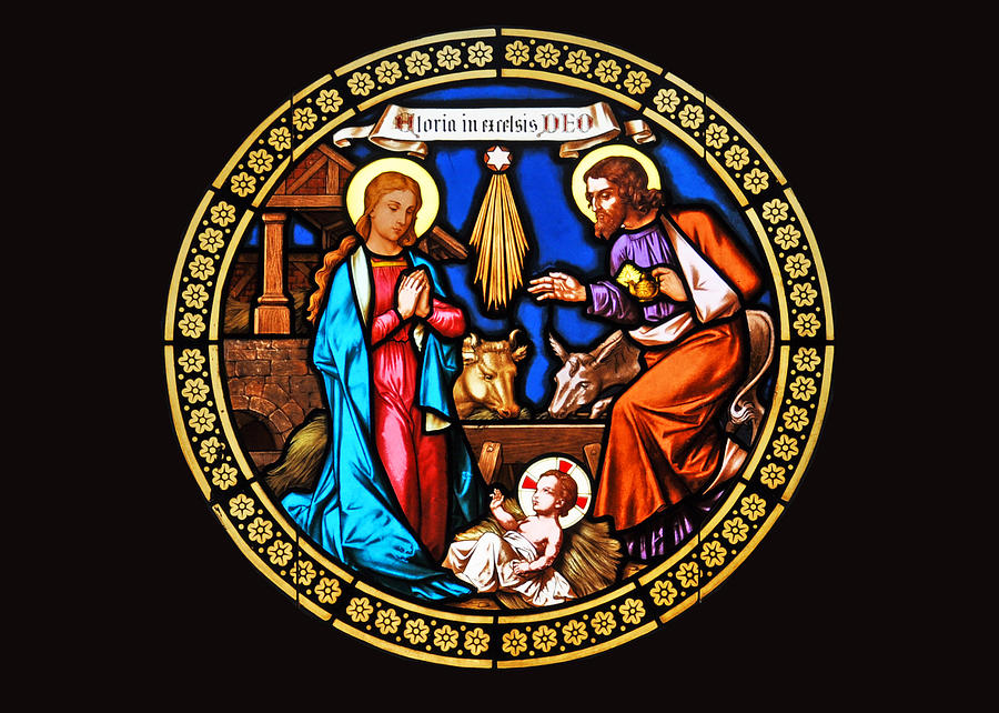 Nativity Stained Glass #5 Painting by Munir Alawi