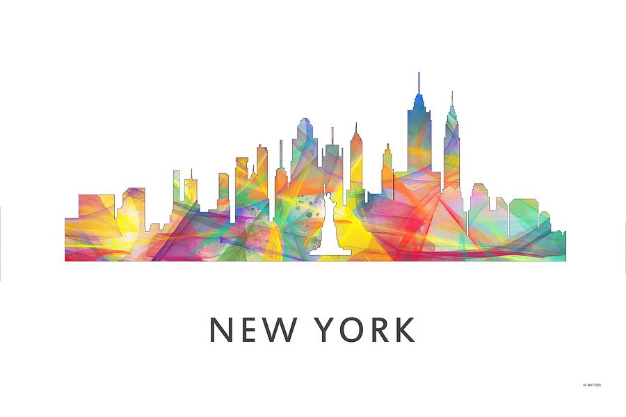 Architecture Digital Art - New York New York Skyline #4 by Marlene Watson