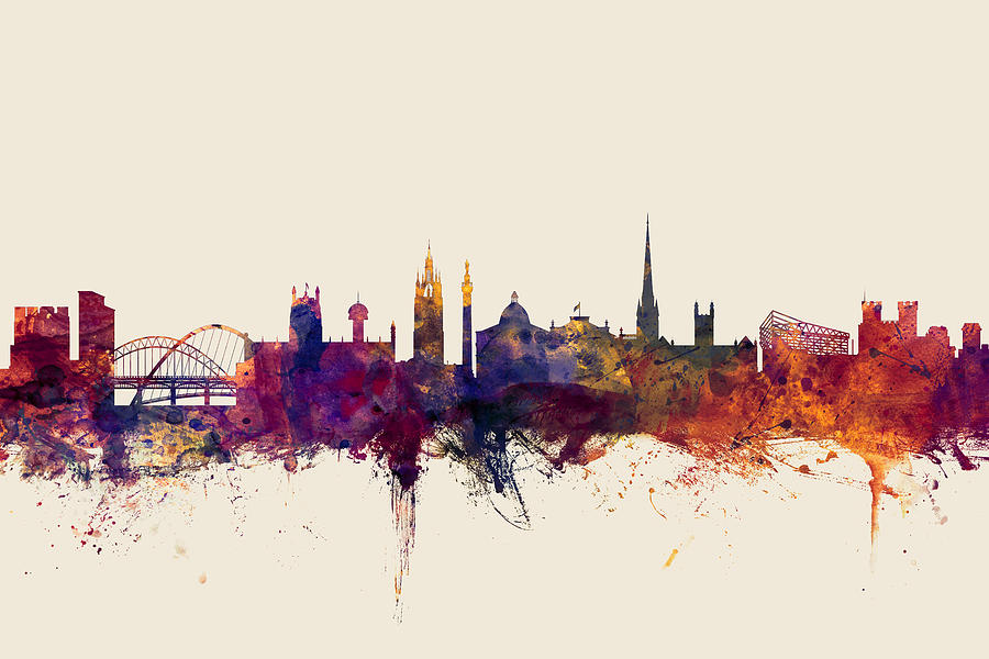 City Digital Art - Newcastle England Skyline #4 by Michael Tompsett