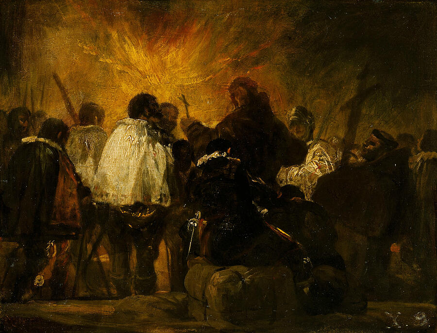Night Scene from the Inquisition, from 1810 Painting by Francisco Goya