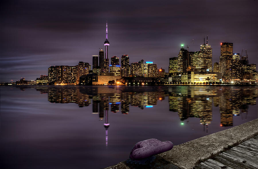Landmark Photograph - Night Shot Toronto City #4 by Mark Duffy