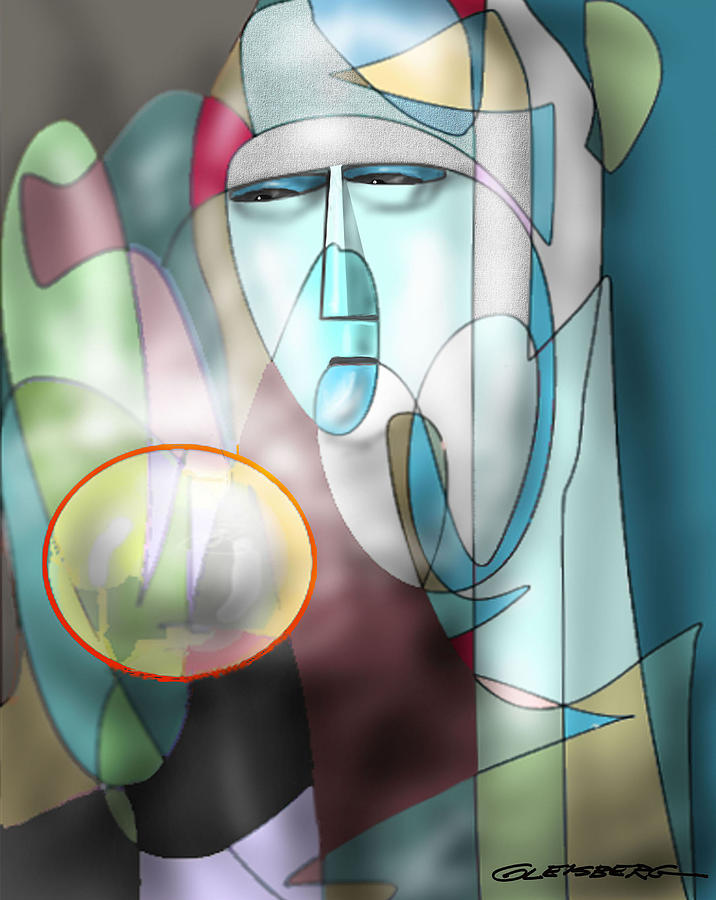 Abstract Painting - Nun Peering Into Crystal Ball #4 by Craig A Christiansen