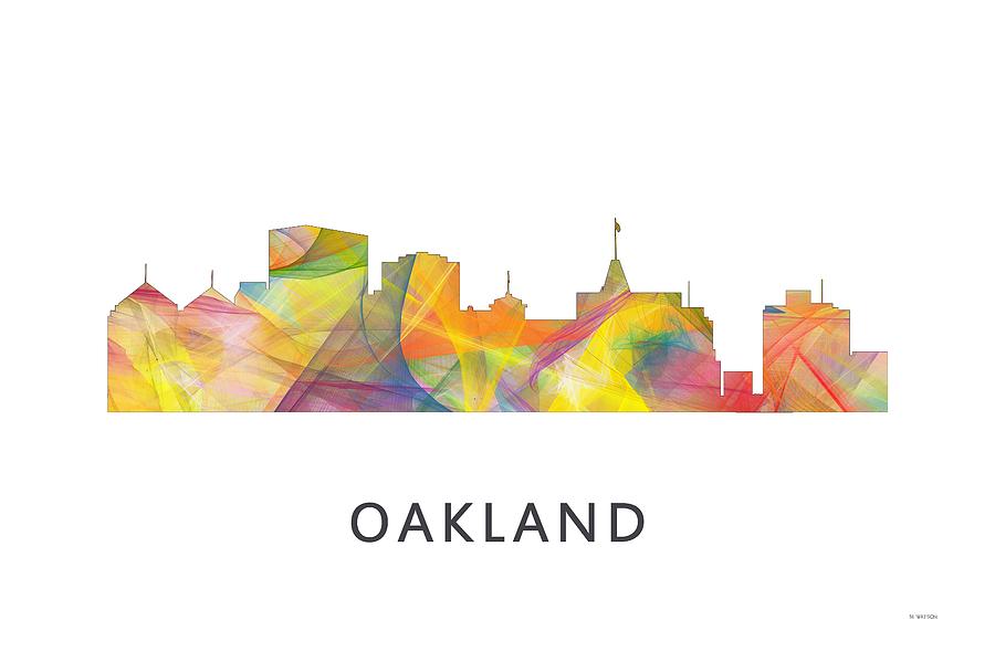 Architecture Digital Art - Oakland California Skyline #4 by Marlene Watson