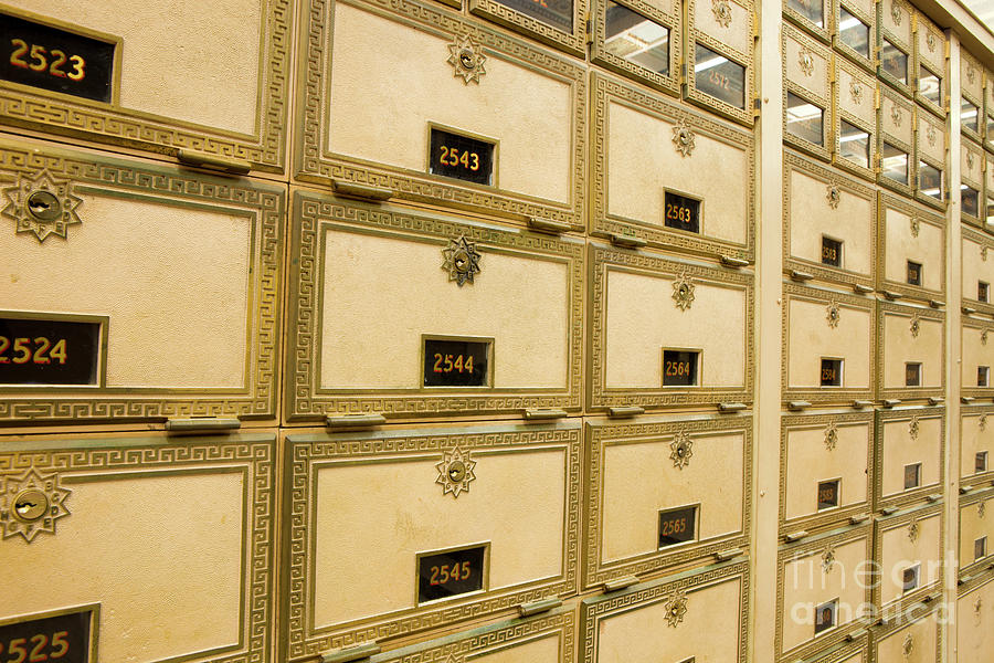 Old - fashion brass Post Office Boxes #4 Photograph by Anthony Totah