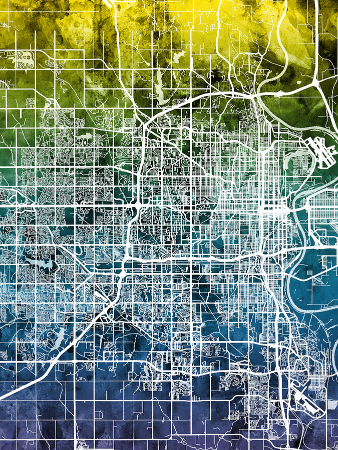 Omaha Nebraska City Map #4 Digital Art by Michael Tompsett