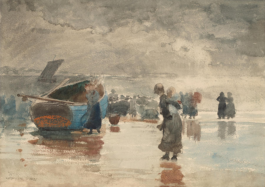 Boat Painting - On the Sands #4 by Winslow Homer