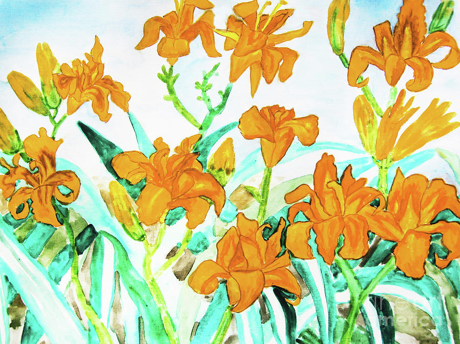 Orange daily lilies #4 Painting by Irina Afonskaya