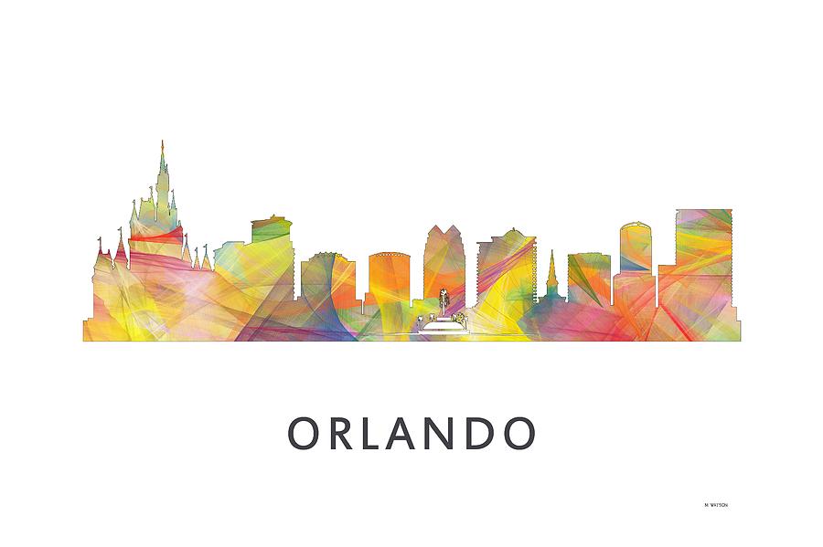 Architecture Digital Art - Orlando Florida Skyline #4 by Marlene Watson