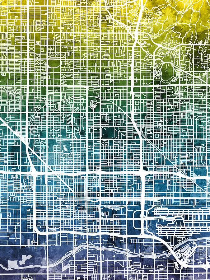 Phoenix Arizona City Map #4 Digital Art by Michael Tompsett