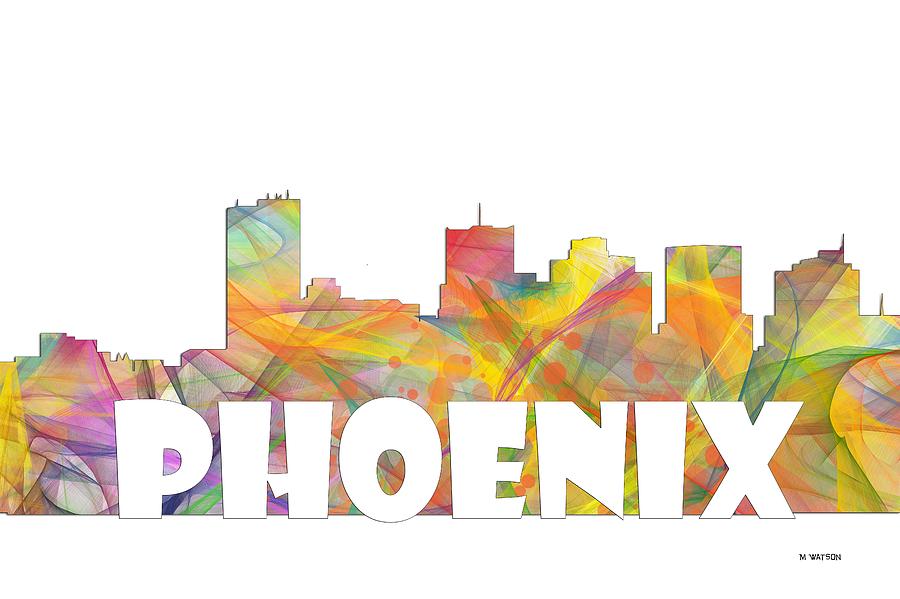 Phoenix Digital Art - Phoenix Arizona Skyline #4 by Marlene Watson