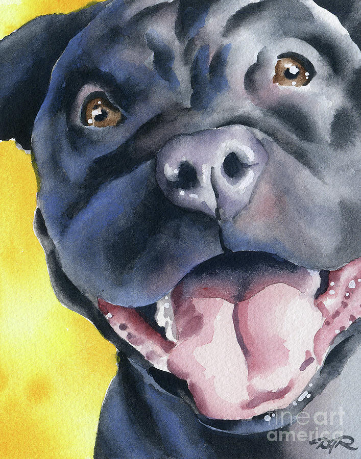Portrait Painting - Pit Bull #3 by David Rogers