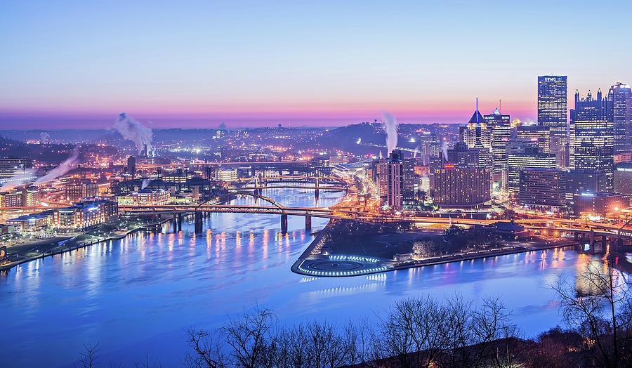 Pittsburgh Pennsylvania City Skyline At Sunrise #4 Photograph by Alex Grichenko