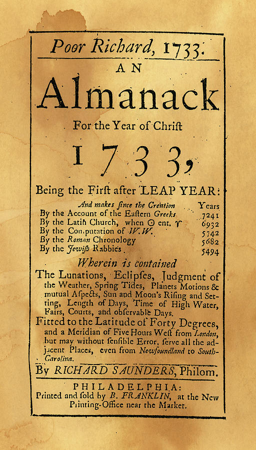 Book Painting - Poor Richards Almanack by Granger