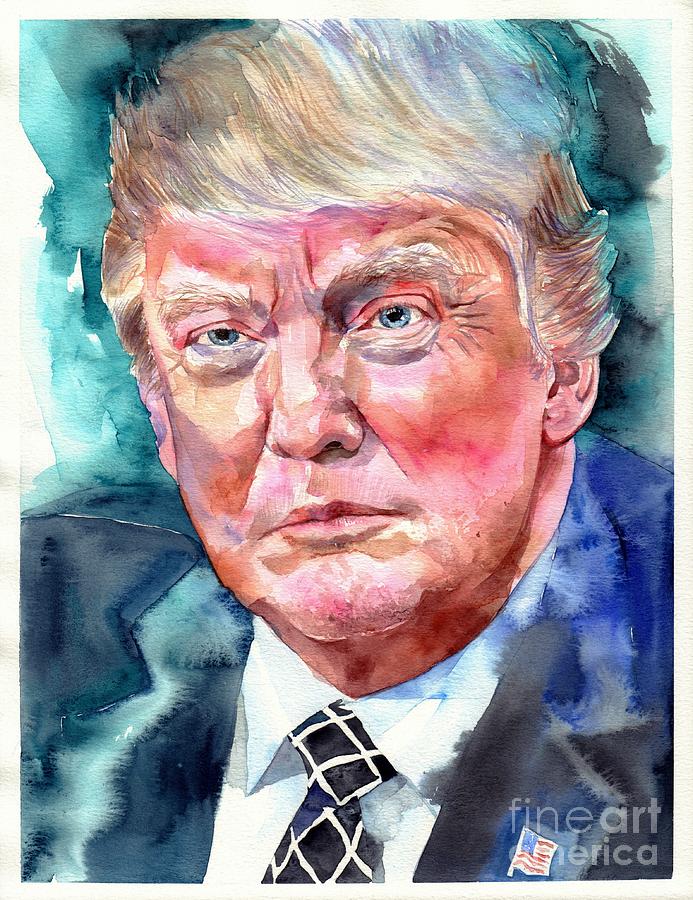 Donald Trump Painting - President Donald Trump portrait #4 by Suzann Sines