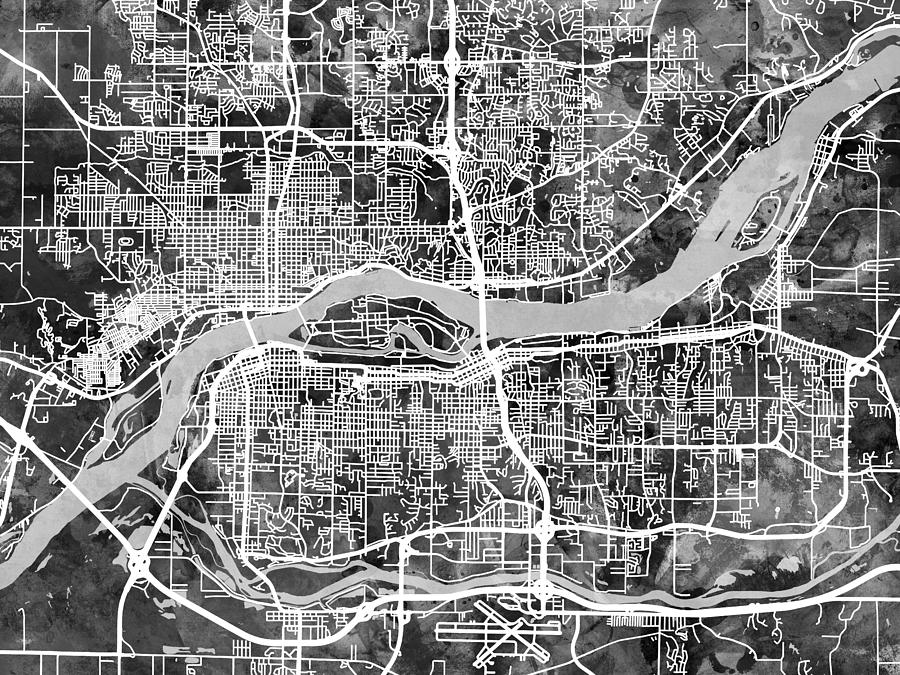 Davenport Digital Art - Quad Cities Street Map #4 by Michael Tompsett