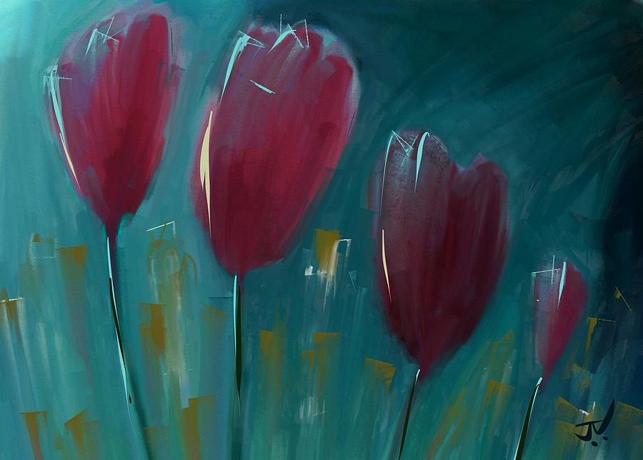 Red Tulips #4 Digital Art by Jim Vance
