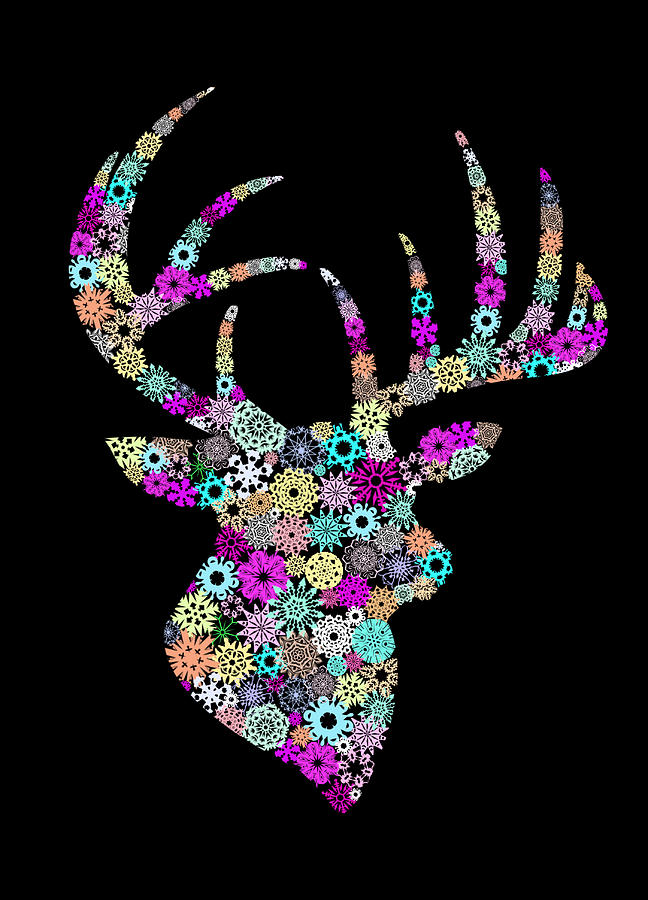 Christmas Painting - Reindeer Design By Snowflakes #4 by Setsiri Silapasuwanchai