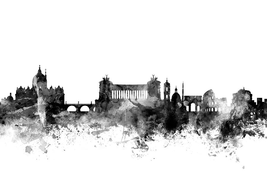 Skyline Digital Art - Rome Italy Skyline #4 by Michael Tompsett