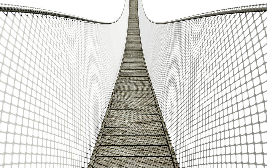 Bridge Digital Art - Rope Bridge On White #4 by Allan Swart