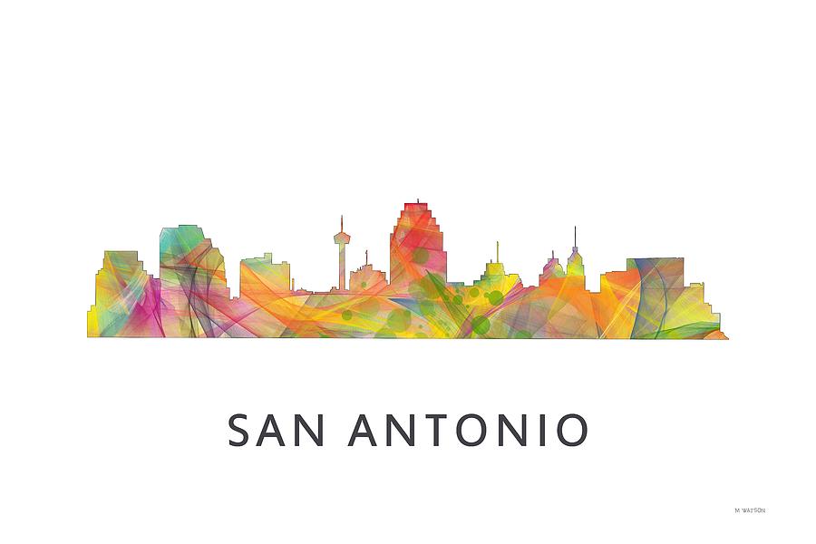Architecture Digital Art - San Antonio Texas Skyline #4 by Marlene Watson