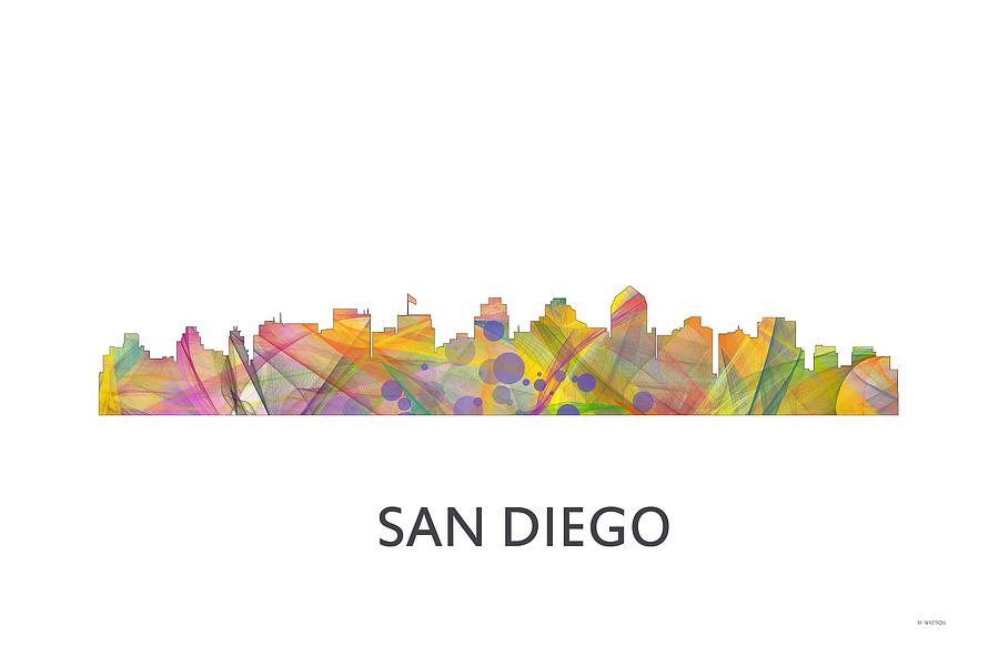 Architecture Digital Art - San Diego California Skyline #4 by Marlene Watson