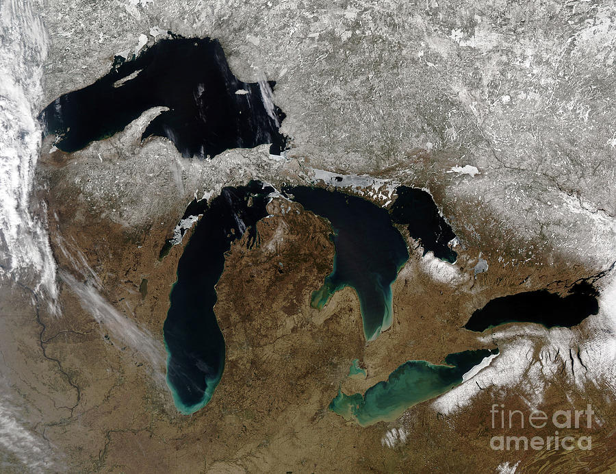 Space Photograph - Satellite View Of The Great Lakes #4 by Stocktrek Images