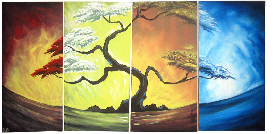 4 seasons abstract painting