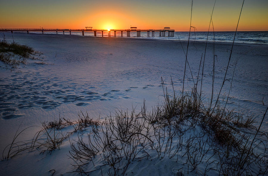 4 Seasons Pier Sunrise at Cotton Bayou Photograph by Michael Thomas