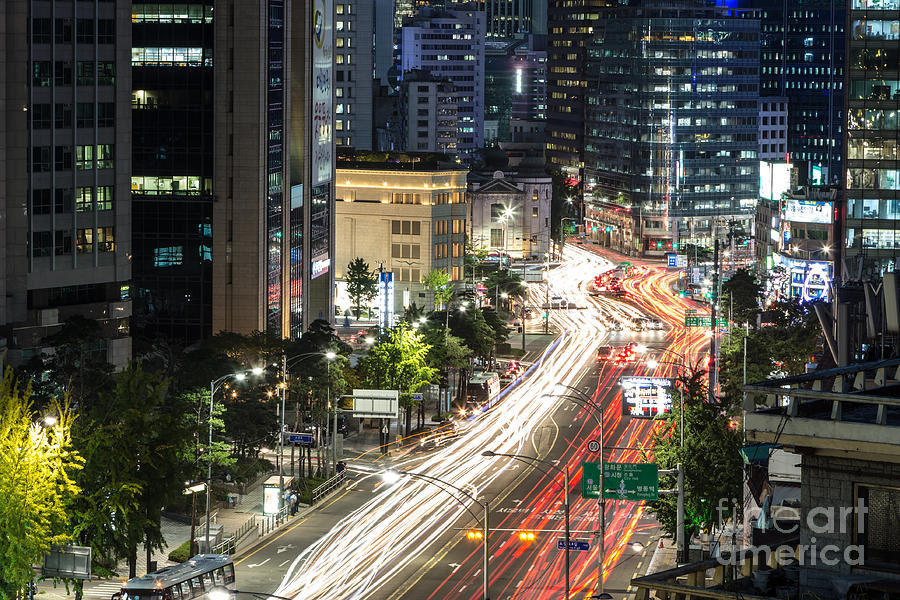 Seoul night rush #4 Photograph by Didier Marti