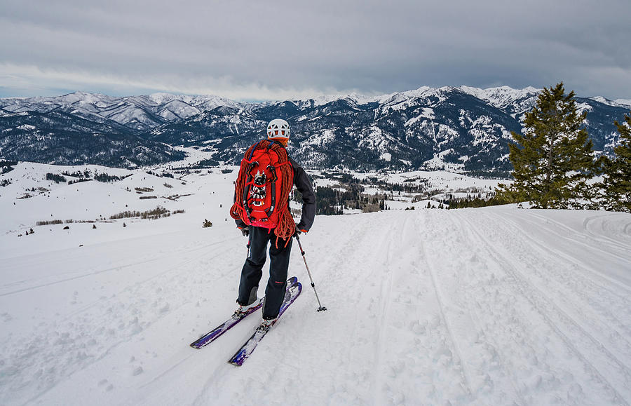 Boot Photograph - Shane Nelson skiing to Silver Peak near Sun Valley Idaho #4 by Elijah Weber