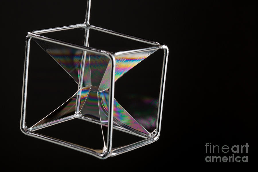 Cube Photograph - Soap Films On A Cube #4 by Ted Kinsman