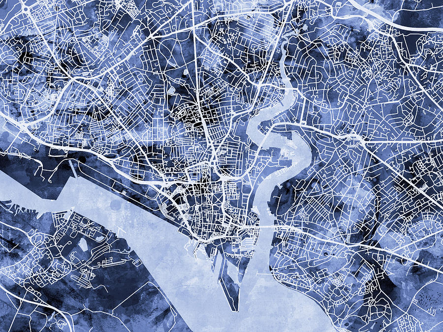 Southampton England City Map #4 Digital Art by Michael Tompsett