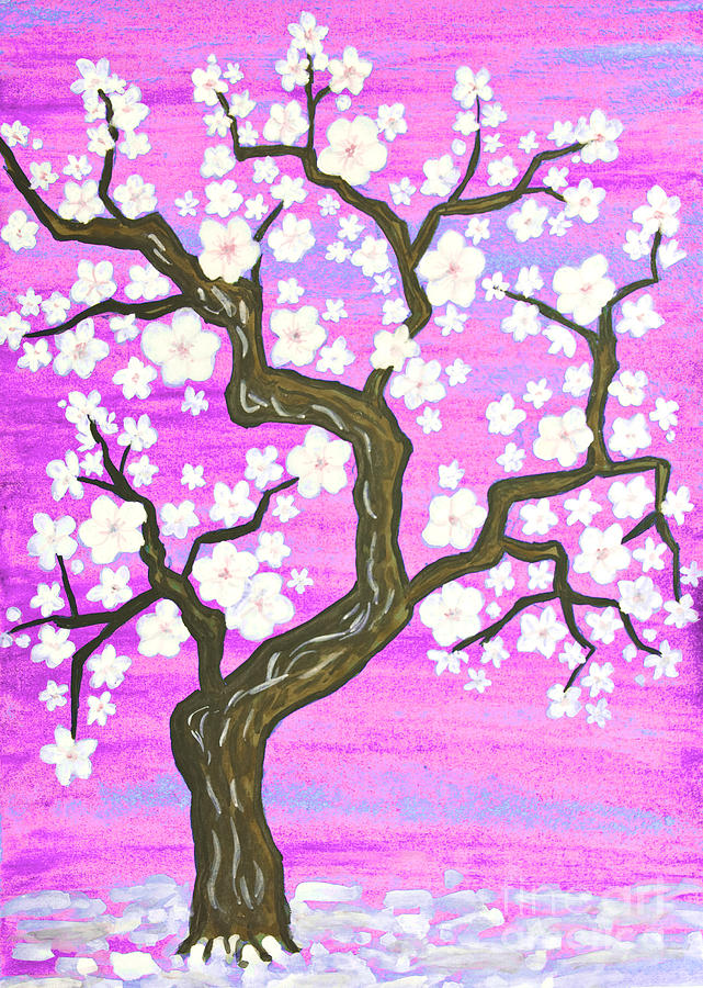 Spring tree in blossom, painting #4 Painting by Irina Afonskaya