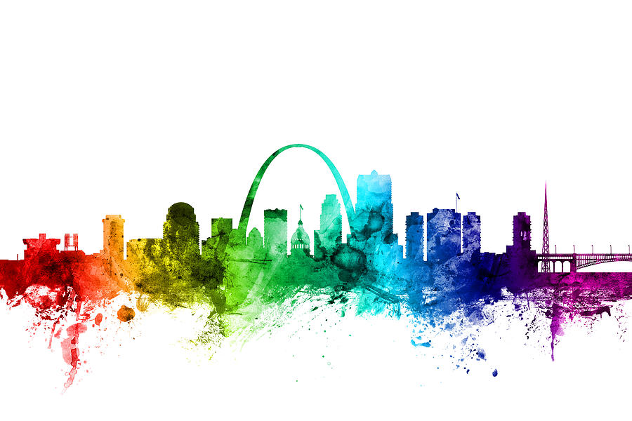 St Louis Digital Art - St Louis Missouri Skyline #4 by Michael Tompsett