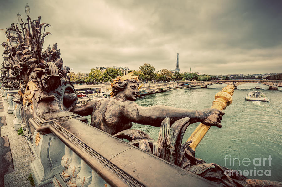 Statue on Pont Alexandre III bridge in Paris, France #4 Photograph by Michal Bednarek