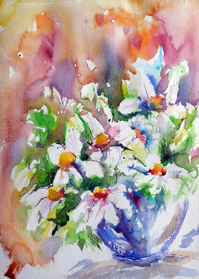 Still life with white flowers V Painting by Kovacs Anna Brigitta